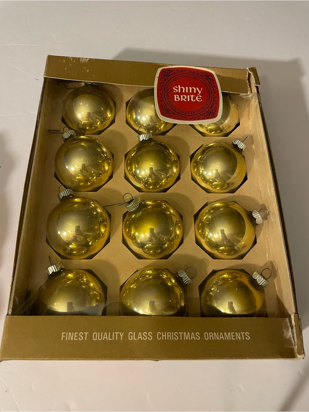 Shiny Brite Gold Glass Holiday Ornament Set